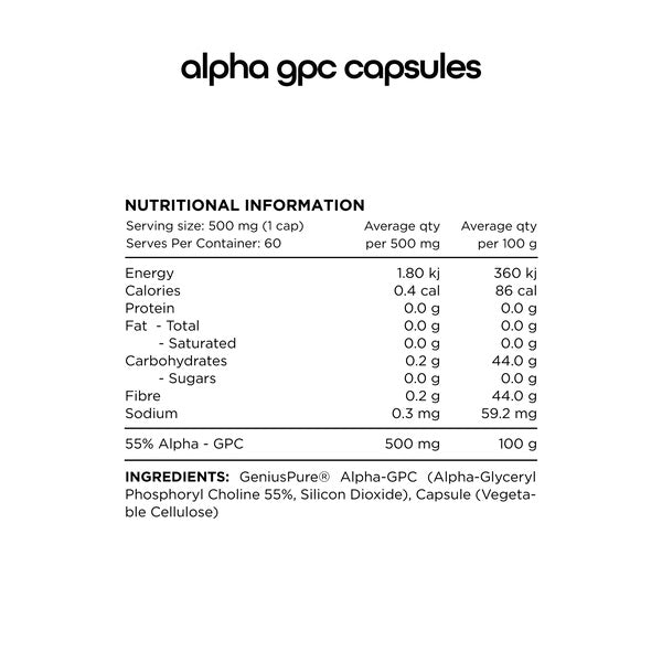 Alpha GPC 60 Capsules by Switch Nutrition