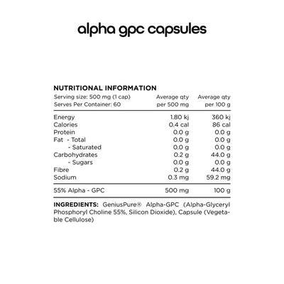 Alpha GPC 60 Capsules by Switch Nutrition