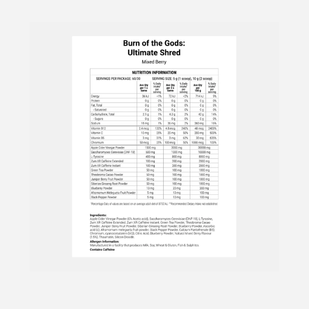 Burn of the Gods 60 Serves by Hercules Supplements