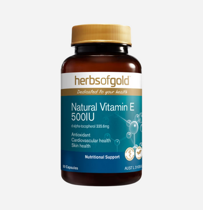 Natural Vitamin E 500iu 50 Capsules by Herbs of Gold