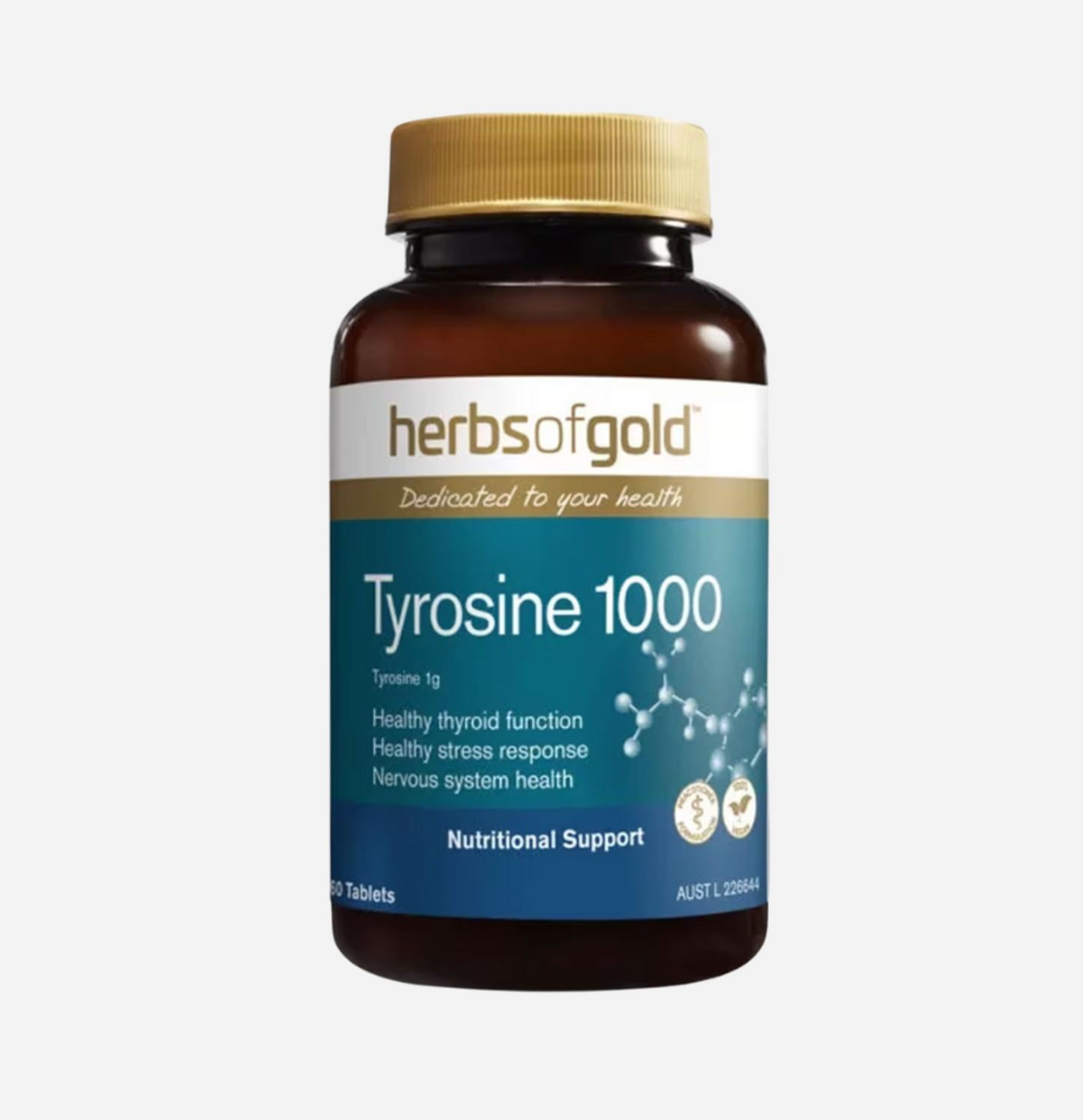 Tyrosine 1000 60 Tablets by Herbs of Gold