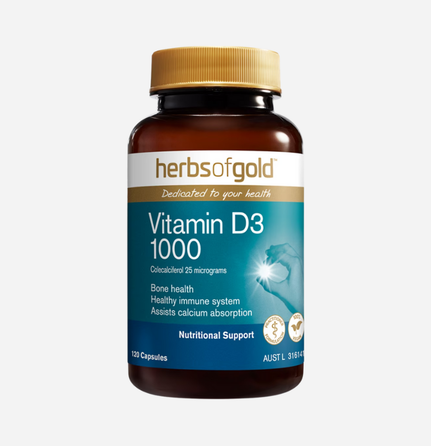 Vitamin D3 1000 120 Capsules by Herbs of Gold