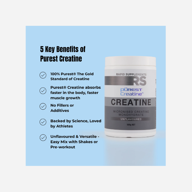 Purest Creatine Monohydrate Unflavoured 500g by Rapid Supplements