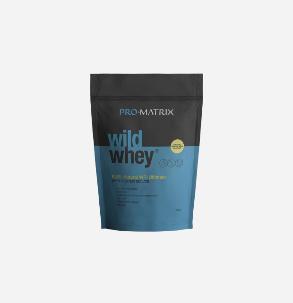 Wild Whey 100% Natural WPI Organic Vanilla Bean 500g by Pro Matrix